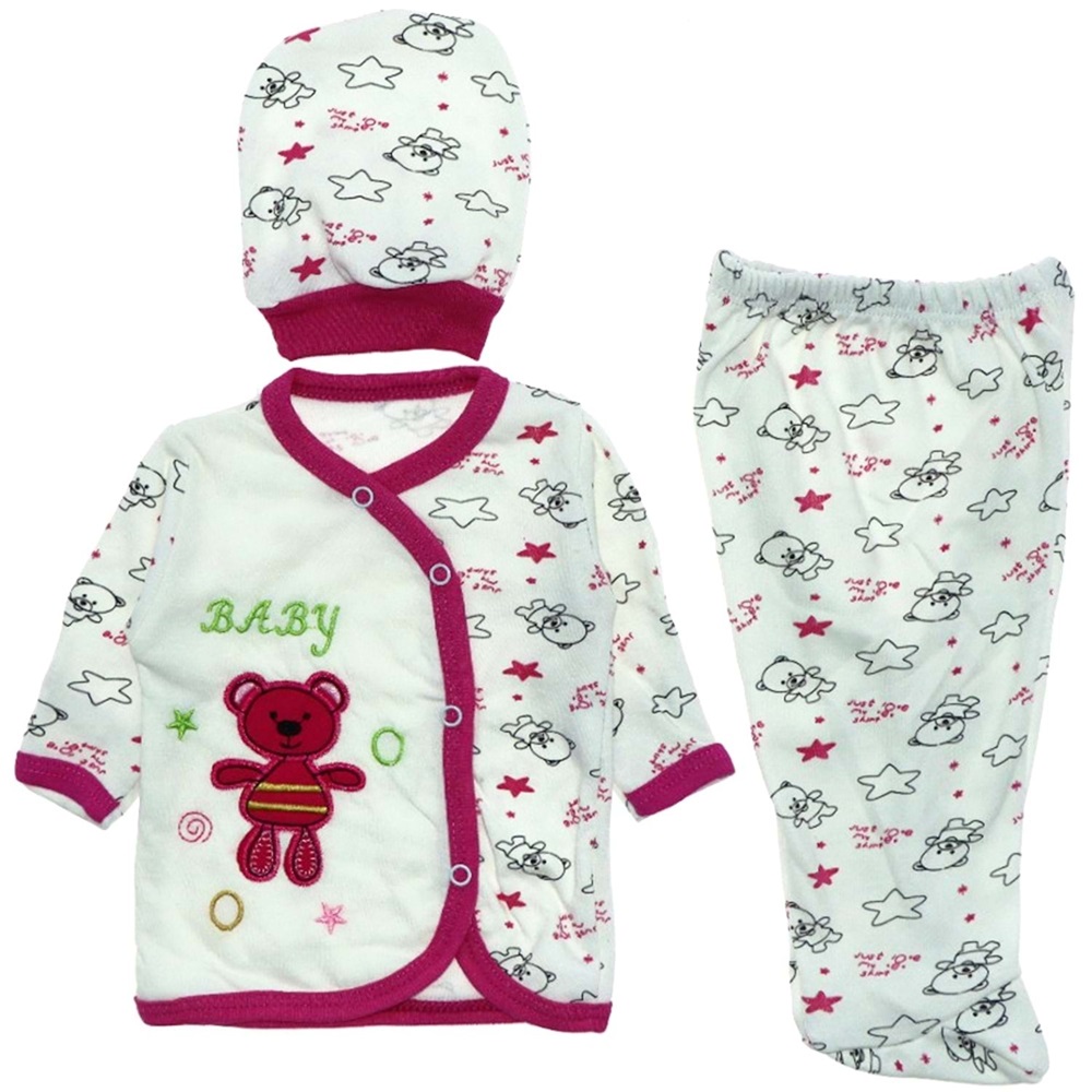 Bebişş 1208 Ayıcık Nakışlı Bebe Zıbın Takım 0-3 Ay - Karışık Renk - 0-3 AY