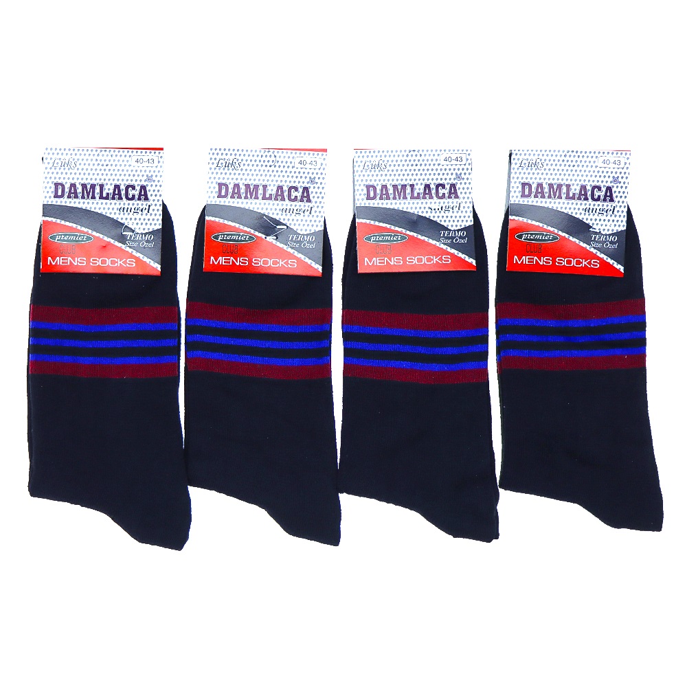 Damlaca 2709 Erkek Likralı Penye Soket Çorap - Karışık Renk