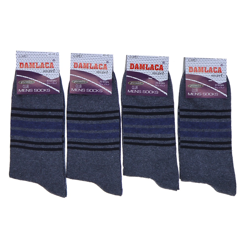 Damlaca 2709 Erkek Likralı Penye Soket Çorap - Karışık Renk