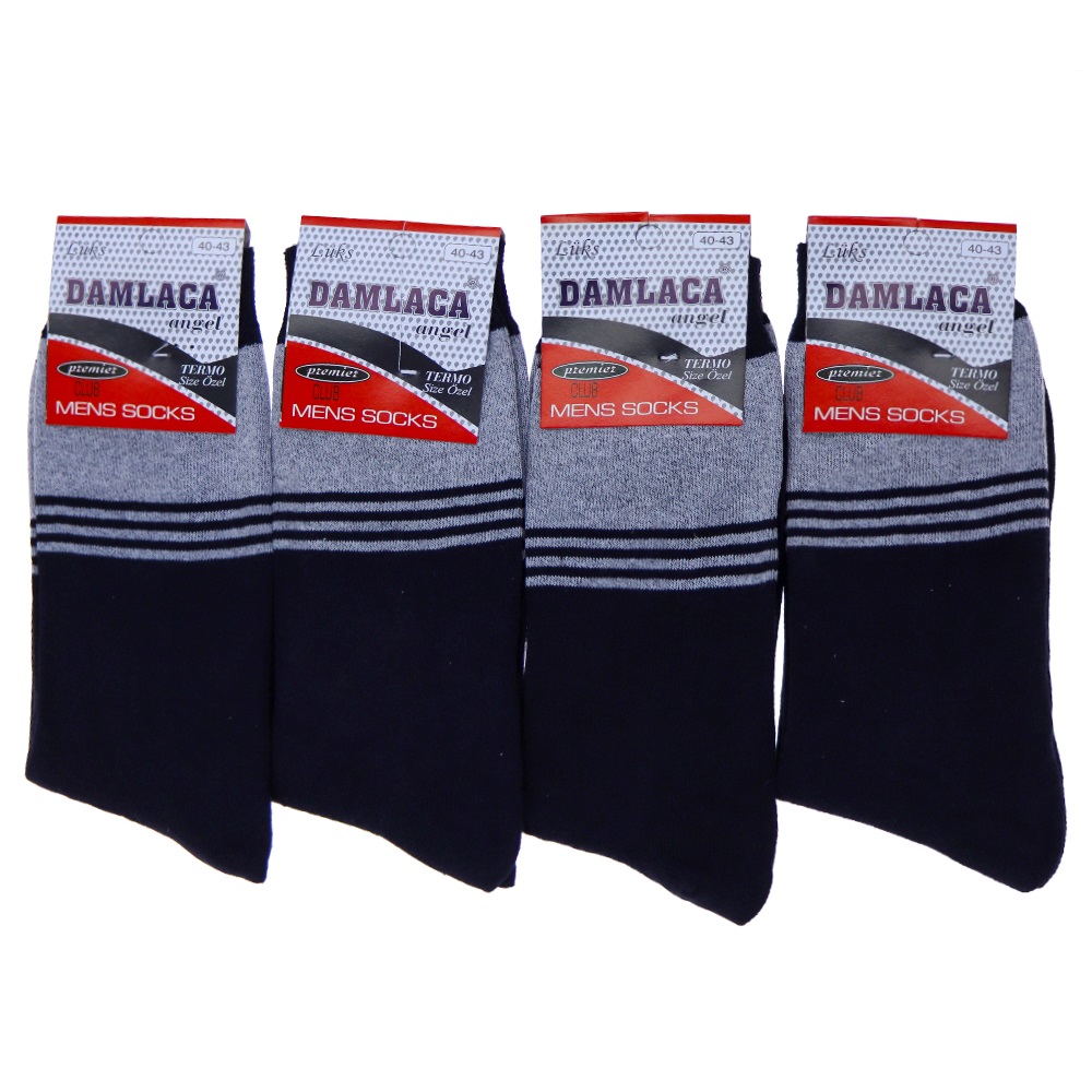 Damlaca 2709 Erkek Likralı Penye Soket Çorap - Karışık Renk