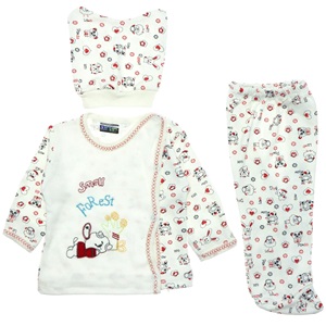 Furkan Baby Small Forest Nakışlı 3 Parça Bebe Zıbın Takım 0-1 Ay