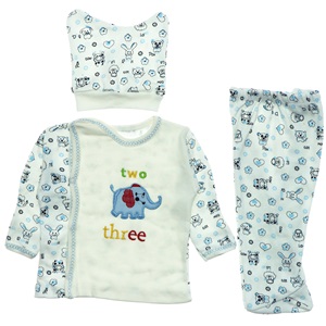 Furkan Baby Fil Nakışlı 3 Parça Bebe Zıbın Takım 0-1 Ay