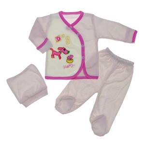 Furkan Baby Köpek Nakışlı 3 Parça Bebe Zıbın Takım 0-1 Ay - Siyah