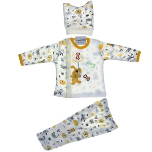 Furkan Baby Köpek Nakışlı 3 Parça Bebe Zıbın Takım 0-1 Ay - Siyah