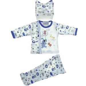 Furkan Baby Köpek Nakışlı 3 Parça Bebe Zıbın Takım 0-1 Ay - Siyah