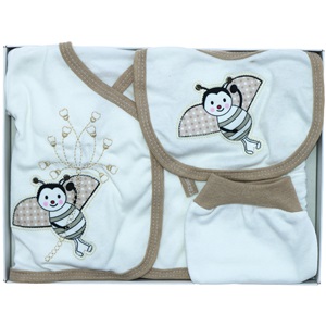 AC-100 Bebe Arılı 5 Parça Özel Zıbın Set 0-3 Ay