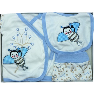 AC-100 Bebe Arılı 5 Parça Özel Zıbın Set 0-3 Ay