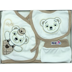 AC-100 Bebe Ayılı 5 Parça Özel Zıbın Set 0-3 Ay