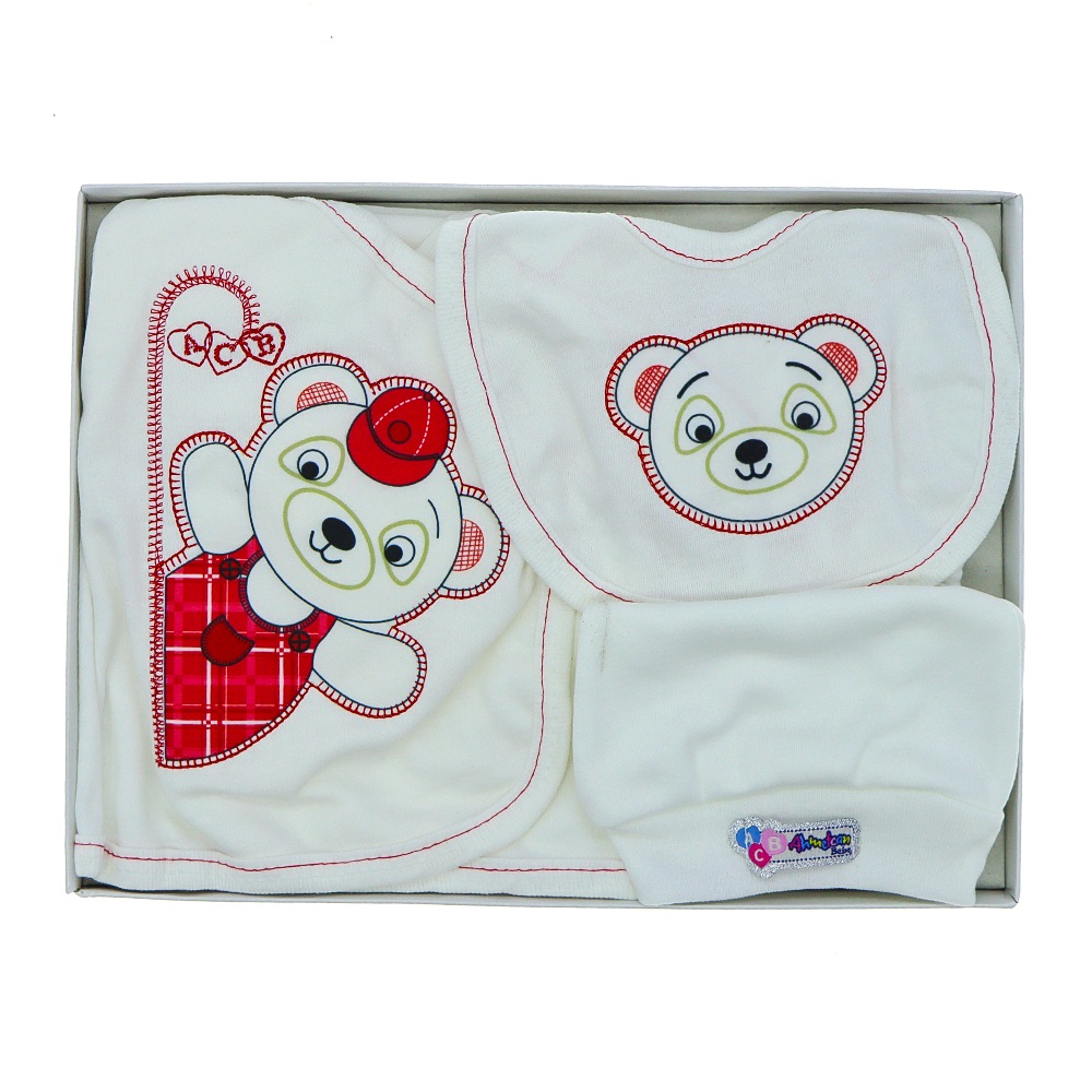 AC-100 Bebe Ayılı 5 Parça Özel Zıbın Set 0-3 Ay