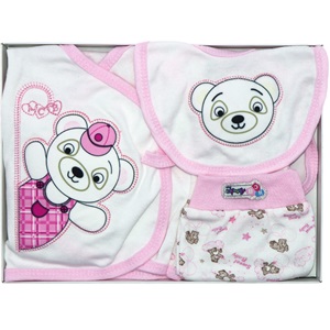 AC-100 Bebe Ayılı 5 Parça Özel Zıbın Set 0-3 Ay