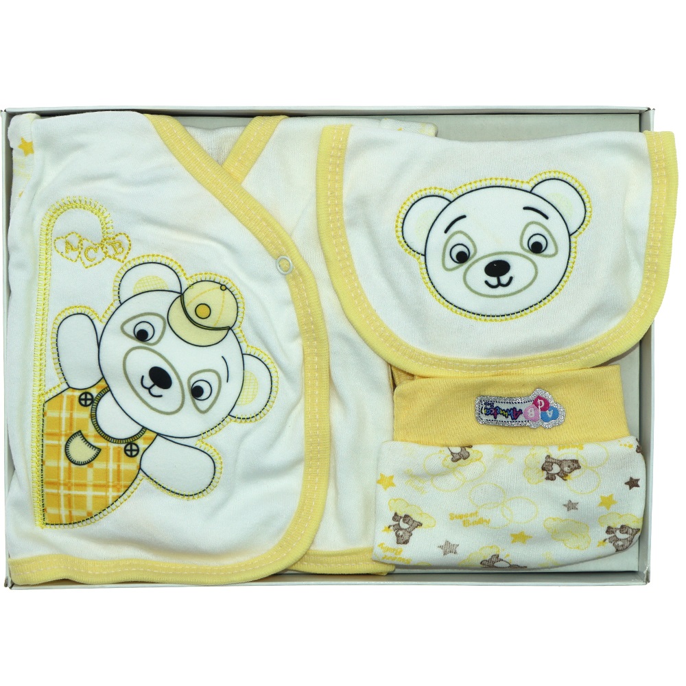 AC-100 Bebe Ayılı 5 Parça Özel Zıbın Set 0-3 Ay