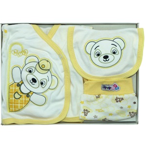AC-100 Bebe Ayılı 5 Parça Özel Zıbın Set 0-3 Ay