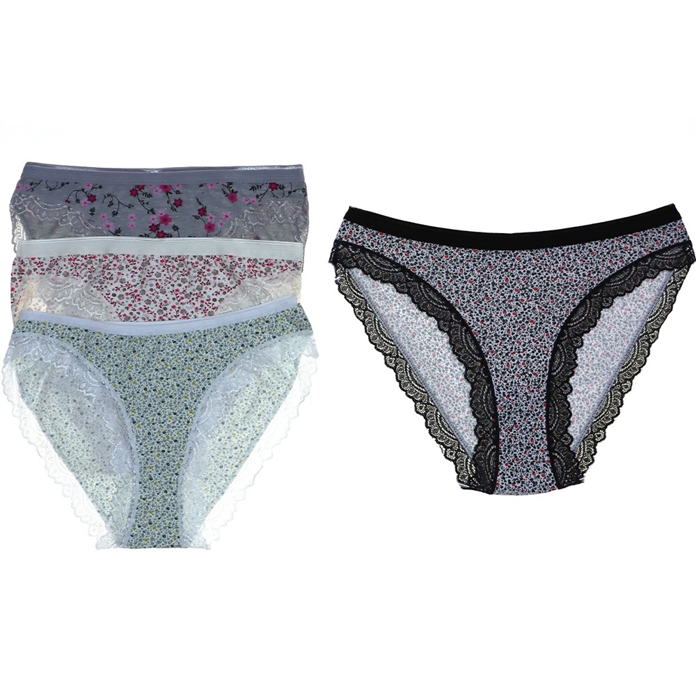 Tutku 0528 Bayan Nil Paçası Dantelli Bikini - karışık renk - STANDART