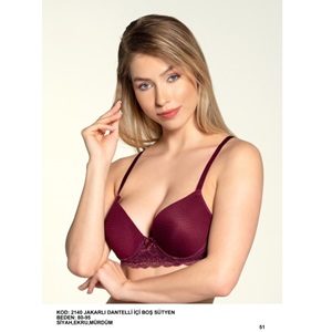 Billiza 2140 Bayan Desteksiz Jakarlı Dantelli Sütyen 80-95 - Beyaz - 80-85-90-95