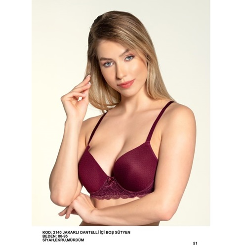 Billiza 2140 Bayan Desteksiz Jakarlı Dantelli Sütyen 80-95 - Beyaz - 80-85-90-95
