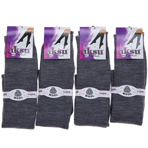 Aksu Bayan Likralı Yün Akrilik Anne Dizaltı Çorap 12 Li