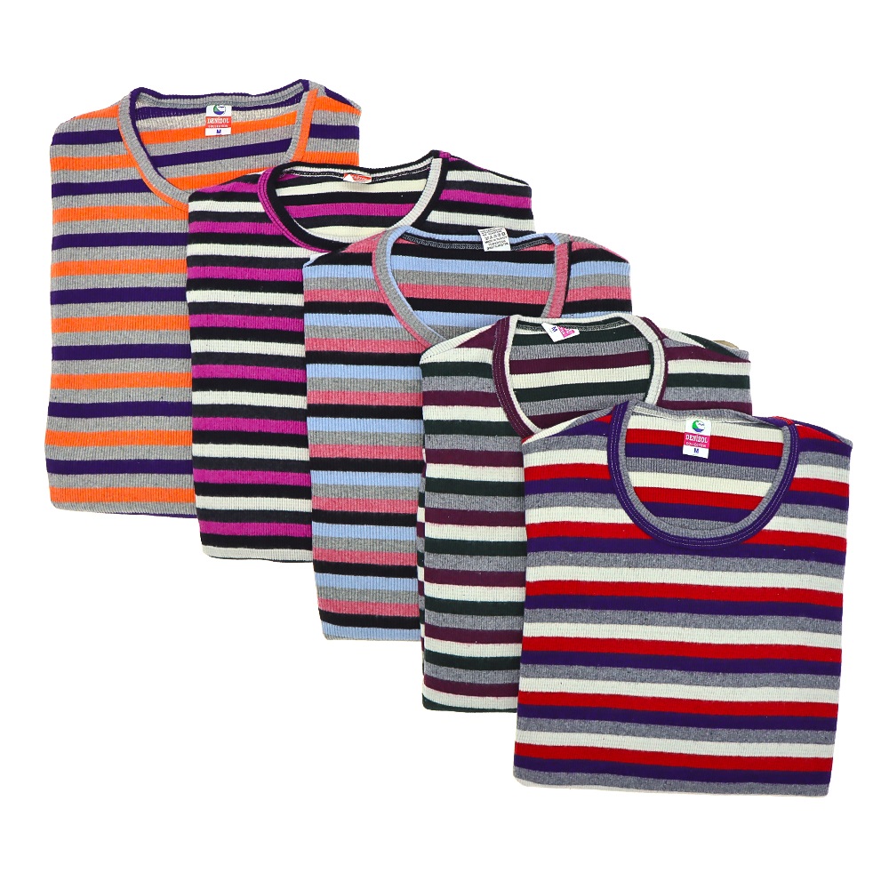 Denizol Bayan Kalın Çizgili Raporlu Bisiklet Yaka Şardonlu Anne Badisi M-2XL