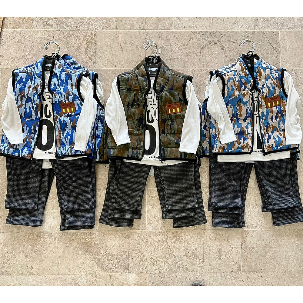 Çalış-Kon 1026 Erkek Çocuk Kamuflaj Yelek 3 Lü Takım 1-3 Yaş