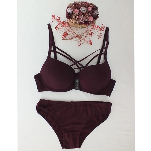 Ebru 8010 Bayan Slikonlu Boş Micro Çapraz Düz Tulumlu Sütyen Takım 75-95 - Beyaz - 75-80-85-90-95