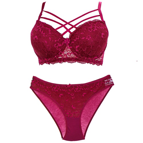 Ebru 8061 Bayan Slikonlu Dou Çapraz Dantelli Sütyen Takım 75-95 - Ten - 75-80-85-90-95