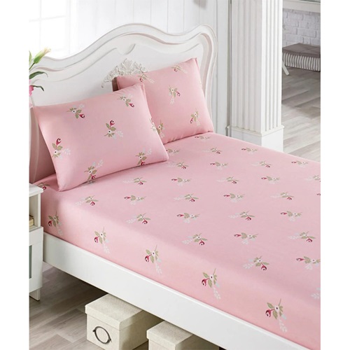 Baktıroğlu Tekstil Çarşaf Desenli Lastikli Yastık Kılıflı Battal 200x220