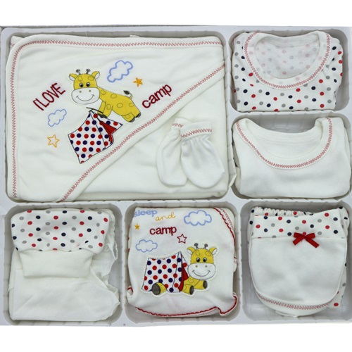 Hopipop 310 I love Camp Zürafa Nakış 11 Parça Zıbın Seti 0-3 Ay