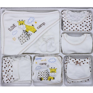 Hopipop 310 I love Camp Zürafa Nakış 11 Parça Zıbın Seti 0-3 Ay