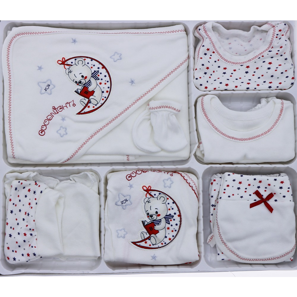 Hopipop 310 Good Night Ayılı Nakış 11 Parça Zıbın Seti 0-3 Ay