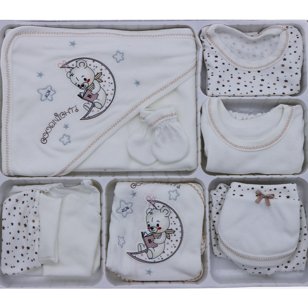 Hopipop 310 Good Night Ayılı Nakış 11 Parça Zıbın Seti 0-3 Ay