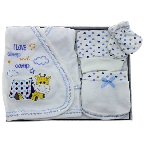 Hopipop 305 I love Camp Zürafa Nakış 5 Parça Zıbın Seti 0-3 Ay