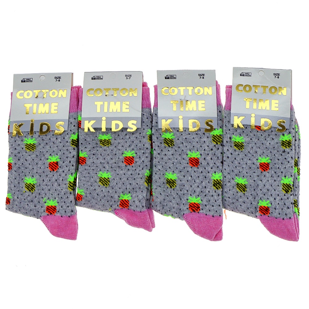 Cotton Tıme Kıds Kız Çocuk Soket Çorap - Karışık Renk - 5-7 YAŞ