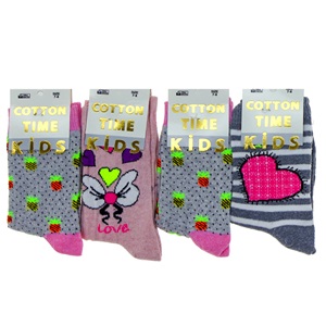 Cotton Tıme Kıds Kız Çocuk Soket Çorap - Karışık Renk - 5-7 YAŞ