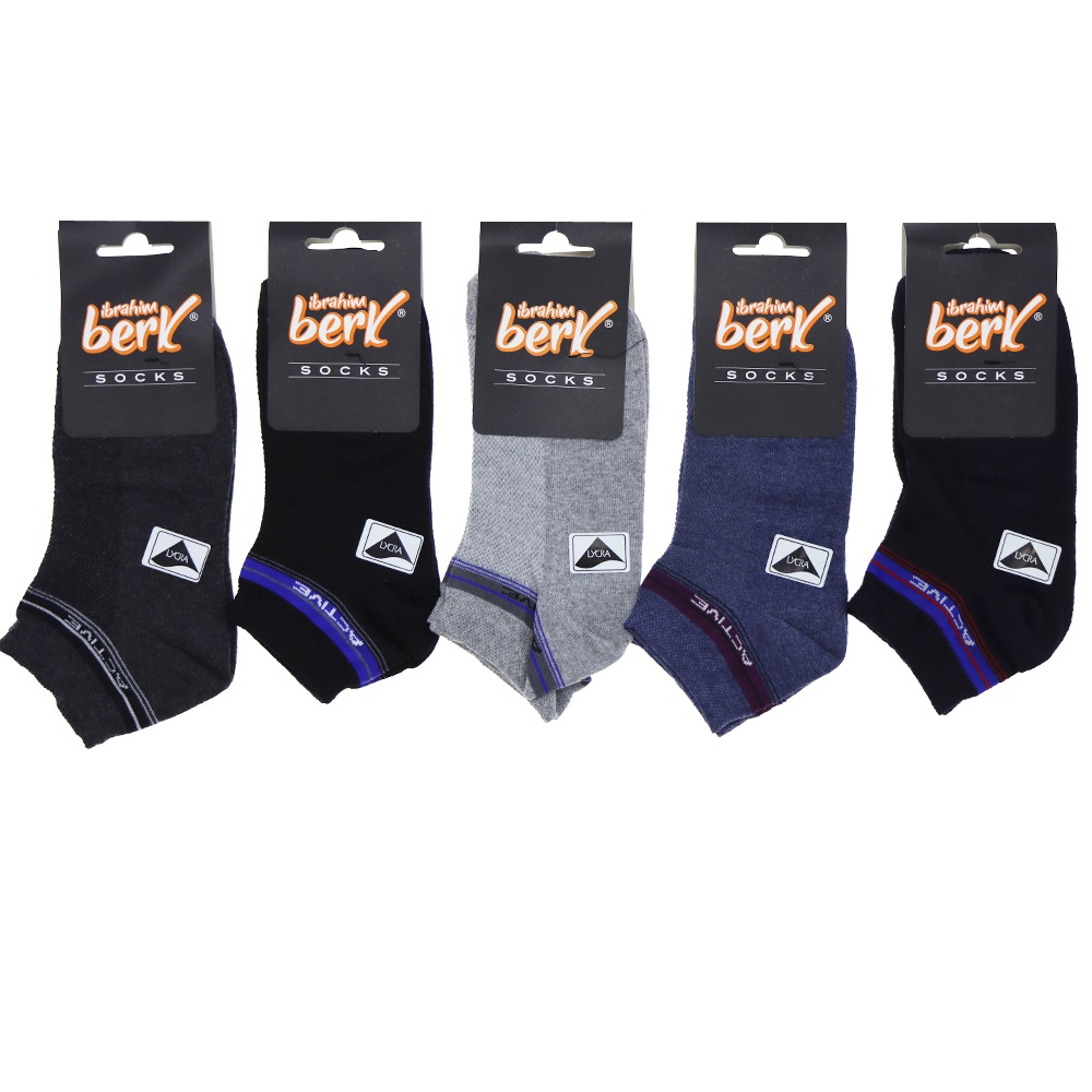 İbrahim Berk 3800 Erkek Likralı Patik Çorap - Beyaz - PAKET İÇİ TEK RENK