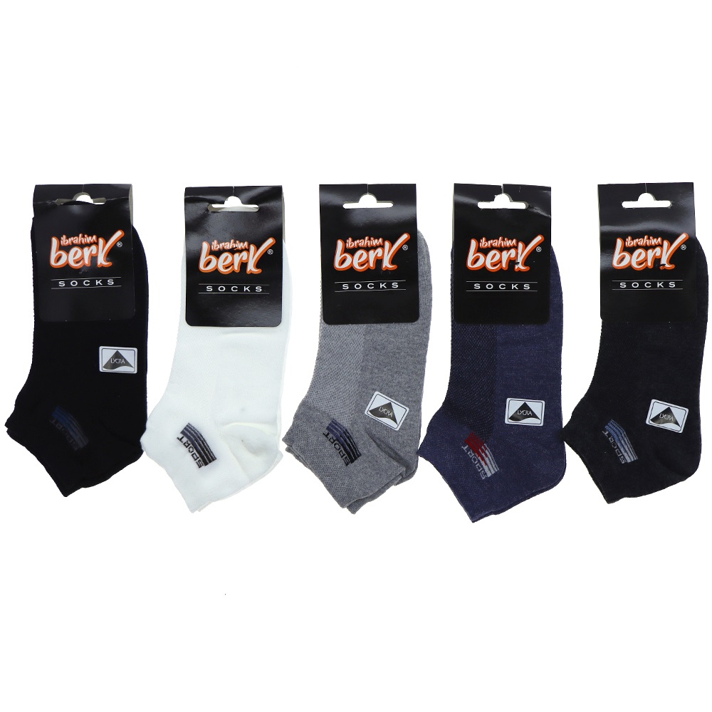 İbrahim Berk 3800 Erkek Likralı Patik Çorap - Beyaz - PAKET İÇİ TEK RENK