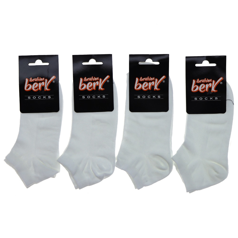 İbrahim Berk 3800 Erkek Likralı Patik Çorap - Beyaz - PAKET İÇİ TEK RENK