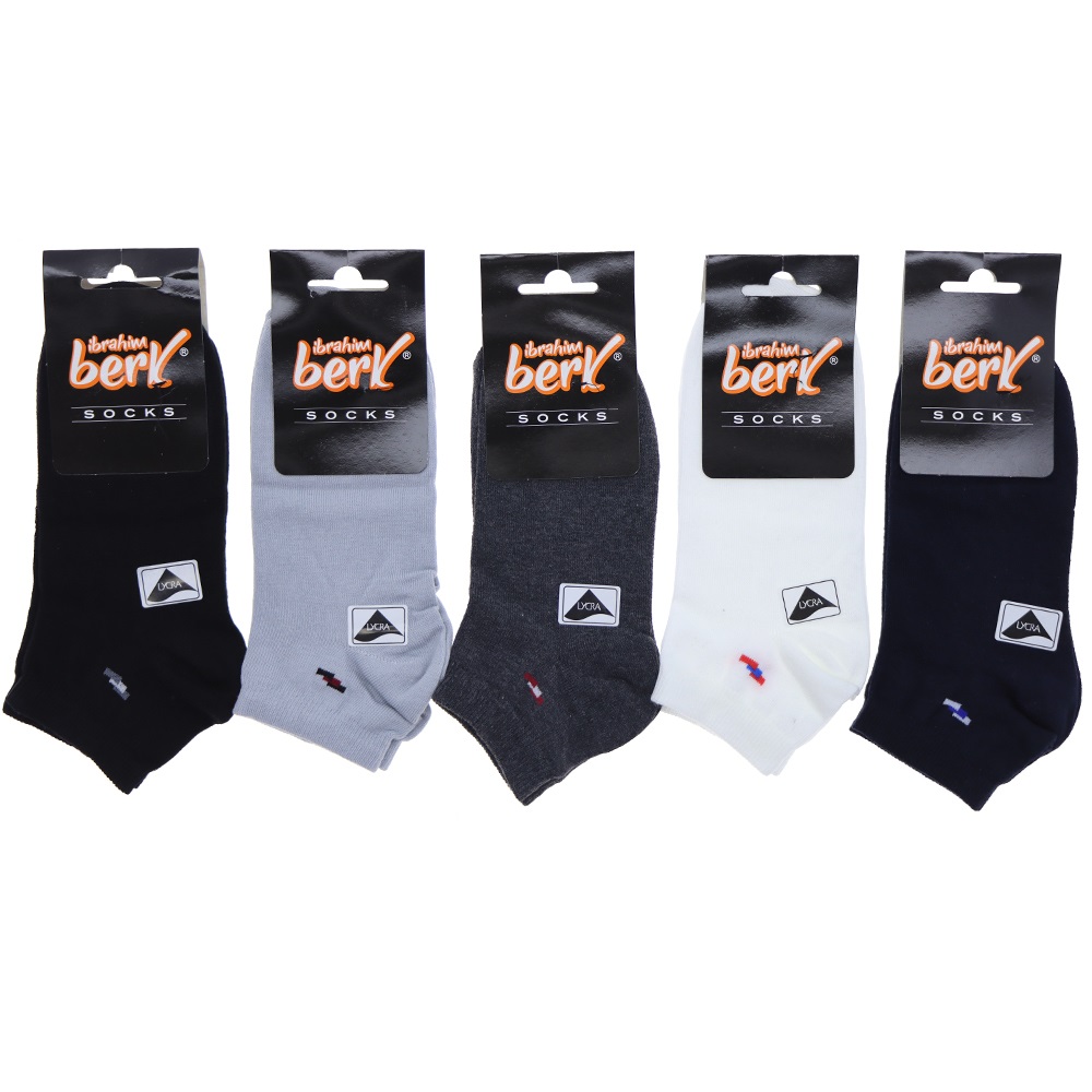 İbrahim Berk 3800 Erkek Likralı Patik Çorap - Beyaz - PAKET İÇİ TEK RENK