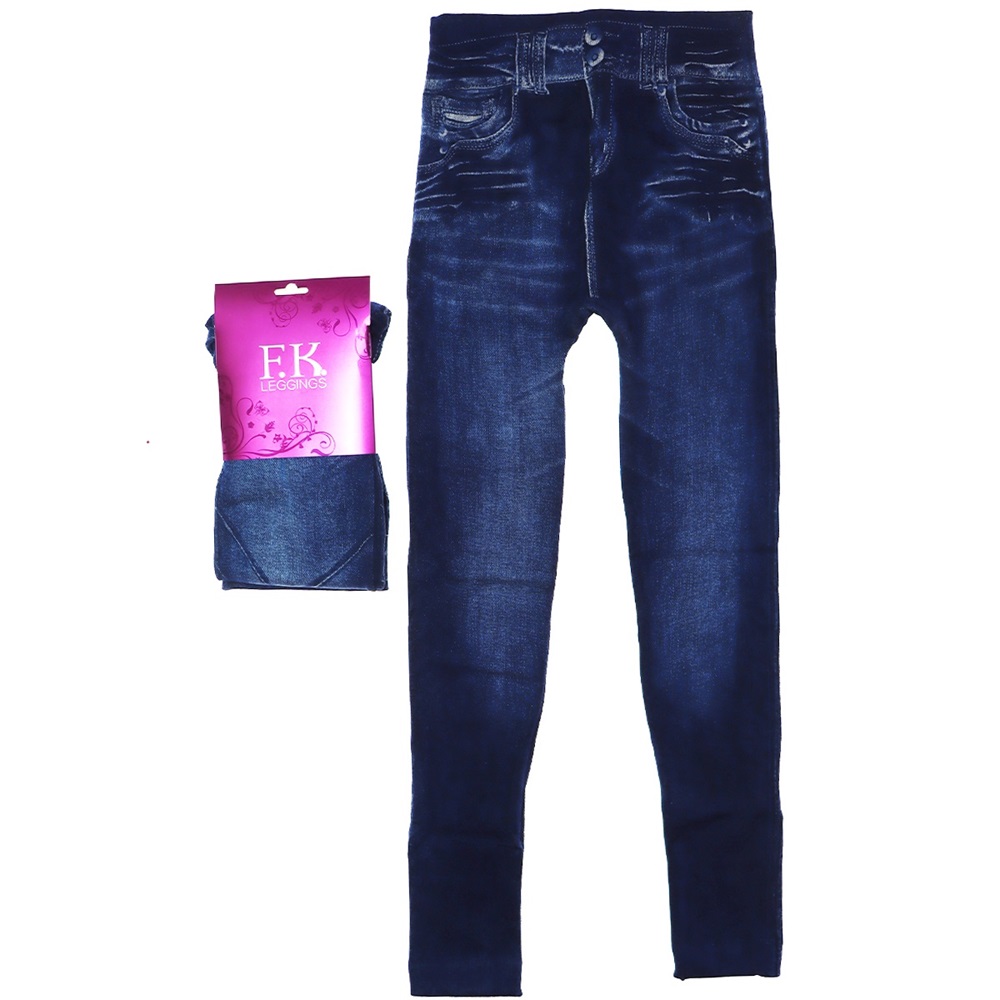 F.K 4182 Kadın Kot Görünümlü Tayt ( 6 Li)- Lacivert - STANDART