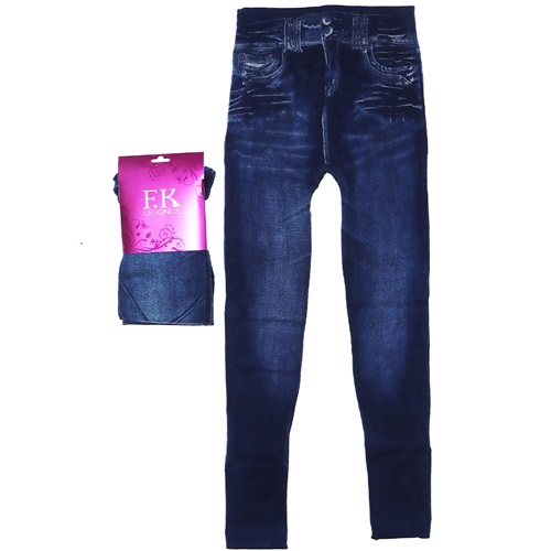 F.K 4182 Kadın Kot Görünümlü Tayt ( 6 Li)- Lacivert - STANDART