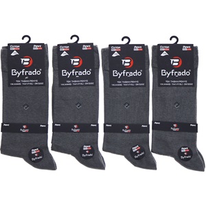 By Frado 2260 Erkek Penye Likralı Dikişsiz Desenli Yıkanmış Tek Taban Soket Çorap - Füme - PAKET İÇİ TEK RENK