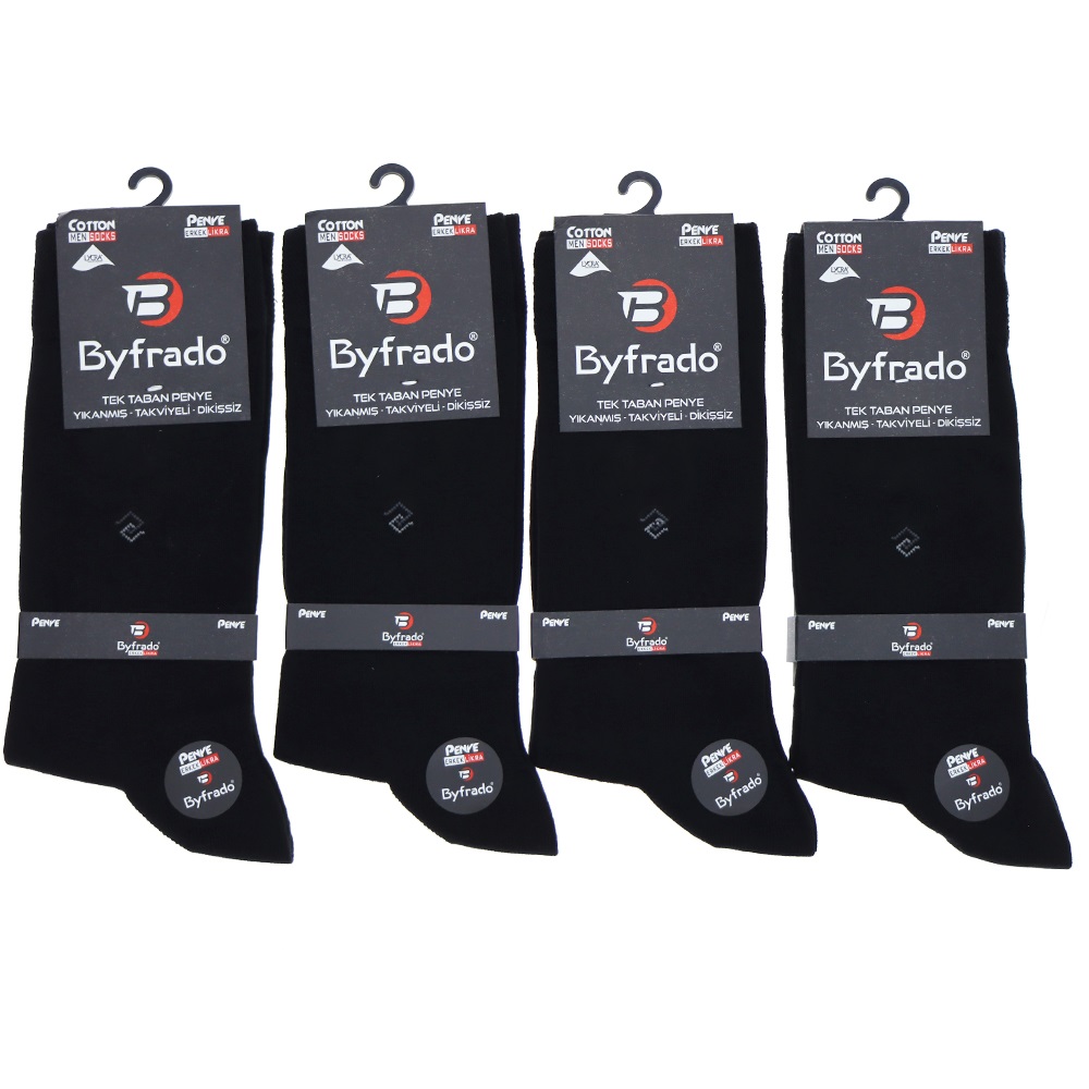 By Frado 2260 Erkek Penye Likralı Dikişsiz Desenli Yıkanmış Tek Taban Soket Çorap - Füme - PAKET İÇİ TEK RENK