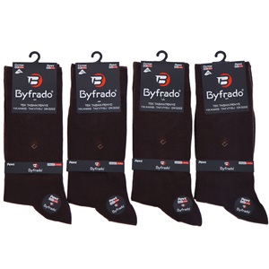 By Frado 2260 Erkek Penye Likralı Dikişsiz Desenli Yıkanmış Tek Taban Soket Çorap - Füme - PAKET İÇİ TEK RENK