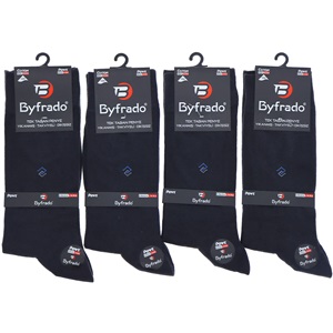 By Frado 2260 Erkek Penye Likralı Dikişsiz Desenli Yıkanmış Tek Taban Soket Çorap - Füme - PAKET İÇİ TEK RENK