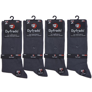 By Frado 2260 Erkek Penye Likralı Dikişsiz Desenli Yıkanmış Tek Taban Soket Çorap - Füme - PAKET İÇİ TEK RENK