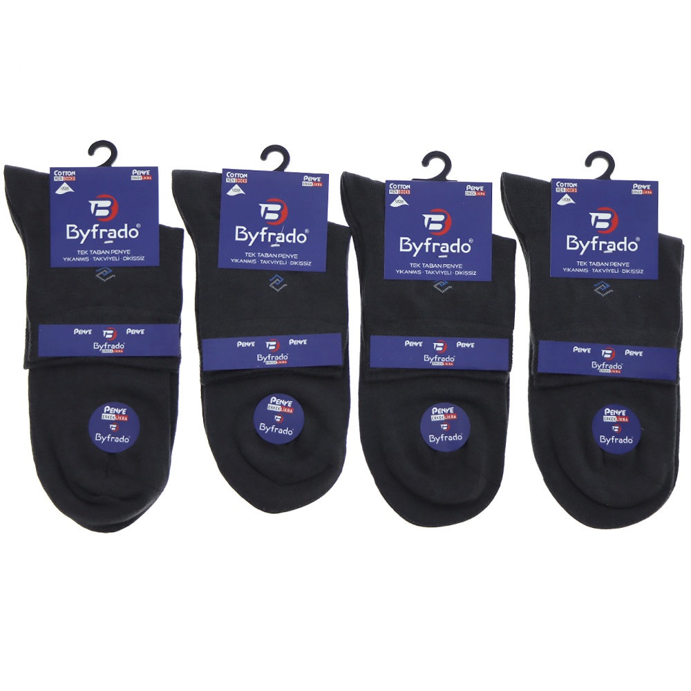 By Frado 9999 Erkek Penye Likralı Dikişsiz Desenli Yıkanmış Tek Taban Kısa Konç Çorap