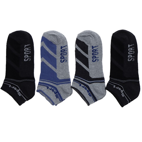 XGri Polo E-E 3 Erkek Likralı Gold Etiketli 3 Lü Patik Çorap - Karışık Renk Desenli - ASORTİ