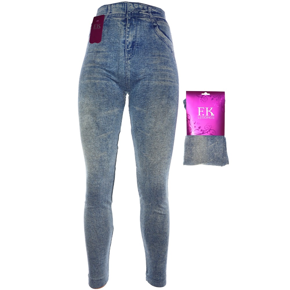 F.K 4179 Kadın Kot Görünümlü Tayt - Kot - STANDART