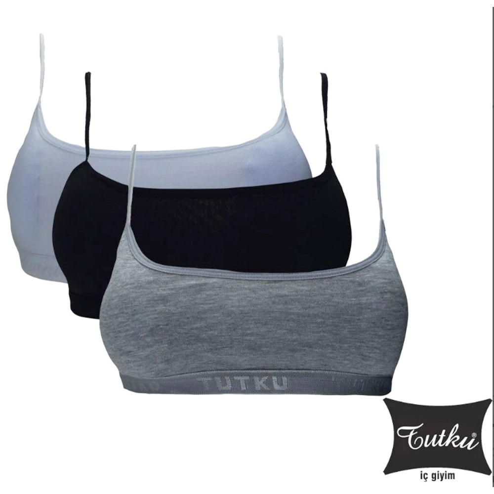 Tutku 0847 Kız Elastan Pedli Alıştırma Sütyeni - Siyah - S