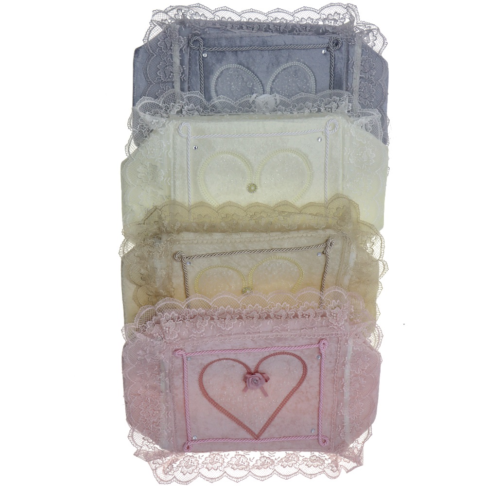 Atmazlar Kadife Taşlı Güpürlü Süngerli 3 Lü Çeyiz Seti Hurç- Gri - PAKET İÇİ TEK RENK