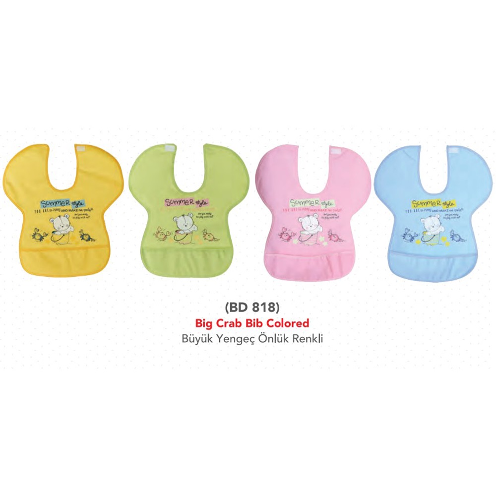 Babydo 818 Bebe Summer Style Yengeç Baskılı Leke Tutmaz Önlük 1 -2 Yaş