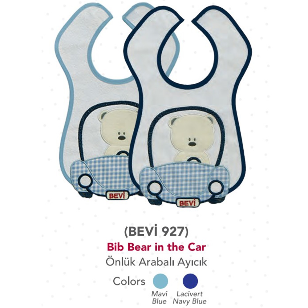 Bebek Evi 927 Bebe Arabalı Ayıcık Nakışlı Önlük 0-6 Ay